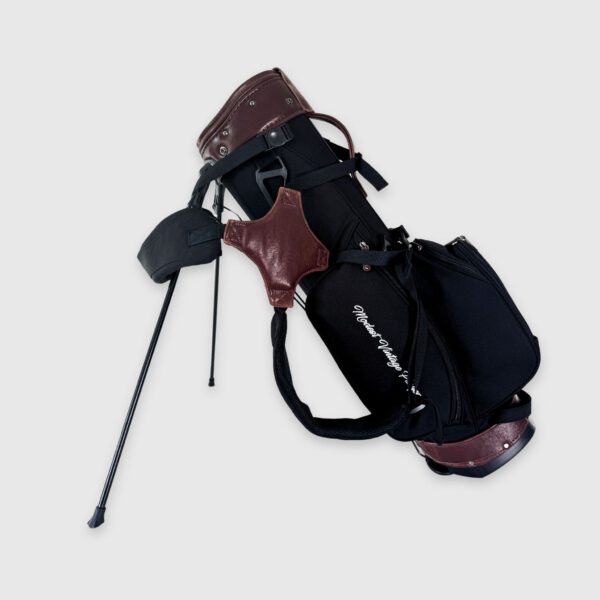 Black Canvas / Leather Golf Bag - Stand - Image 4