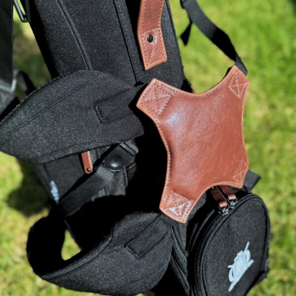 Black Canvas / Leather Golf Bag - Stand - Image 5