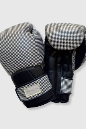 Elite Houndstooth Leather Boxing Gloves (Strap Up) - Black