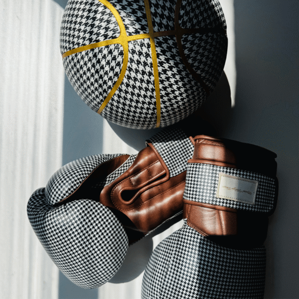 Elite Houndstooth Leather Boxing Gloves (Strap Up) - Brown - Image 4