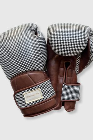 Elite Houndstooth Leather Boxing Gloves (Strap Up) - Brown