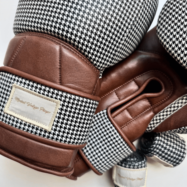 Elite Houndstooth Leather Boxing Gloves (Strap Up) - Brown - Image 2