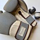 Elite Houndstooth Leather Boxing Gloves (Strap Up) - Cream