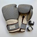 Elite Houndstooth Leather Boxing Gloves (Strap Up) - Cream