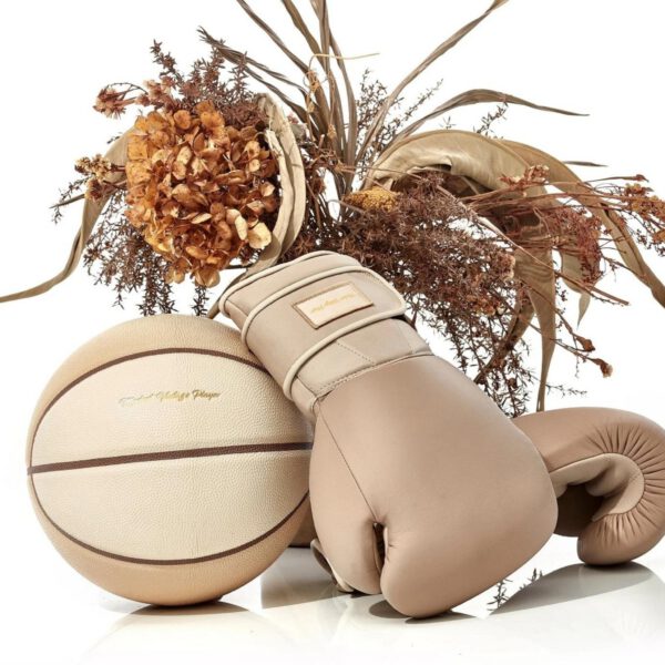 Elite Leather Boxing Gloves - Light Brown + Light Khaki - Image 4