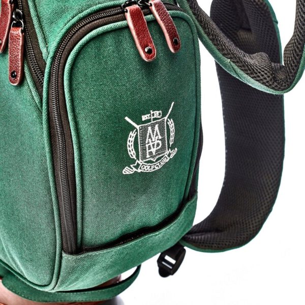 Green Canvas / Leather Golf Bag - Stand - Image 7