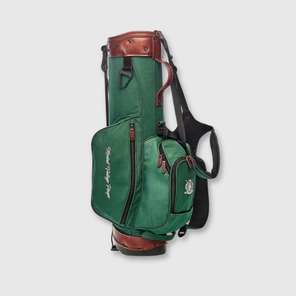 Green Canvas / Leather Golf Bag - Stand - Image 3