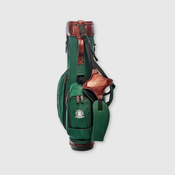 Green Canvas / Leather Golf Bag - Stand - Image 2