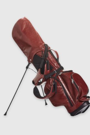 Heritage Brown Leather Golf Bag - Stand