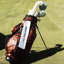 Heritage Brown Leather Golf Bag - Stand