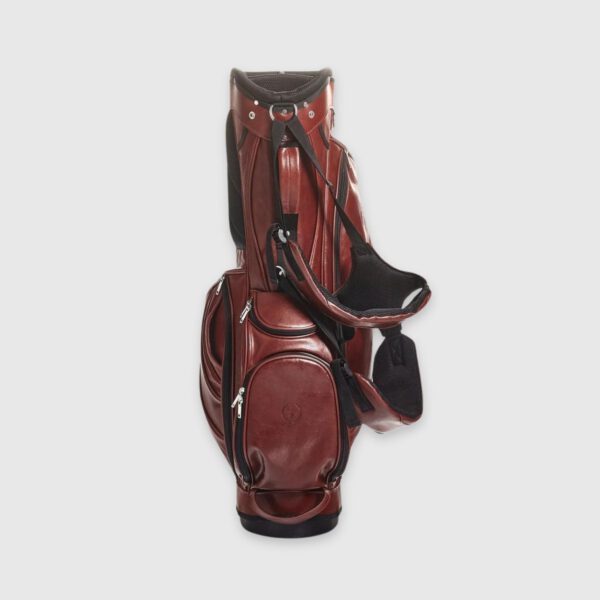 Heritage Brown Leather Golf Bag - Stand - Image 2