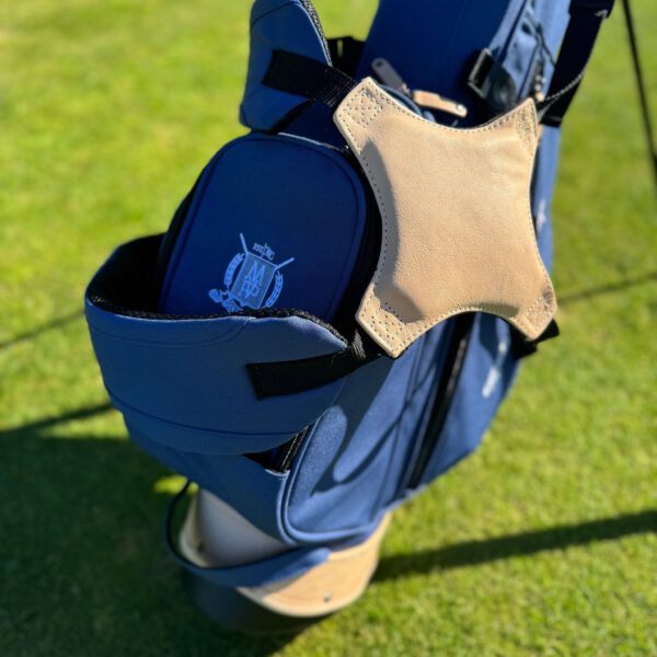 Navy Blue Canvas / Cream Leather Golf Bag - Stand - Image 6