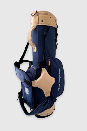 Navy Blue Canvas / Cream Leather Golf Bag - Stand