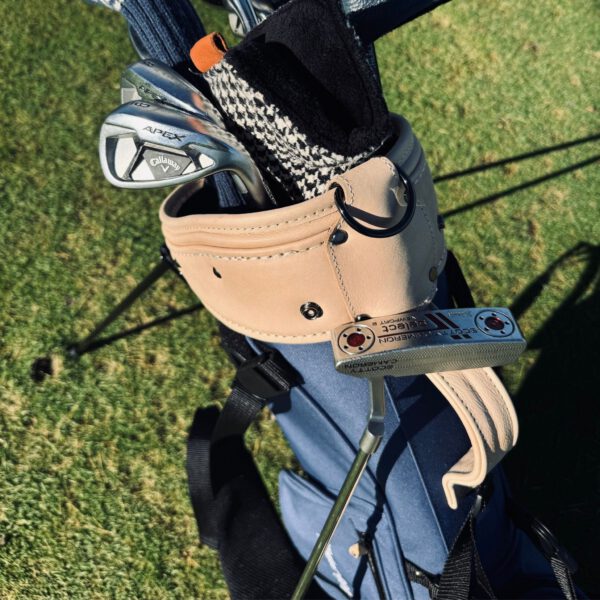 Navy Blue Canvas / Cream Leather Golf Bag - Stand - Image 7
