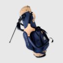 Navy Blue Canvas / Cream Leather Golf Bag - Stand