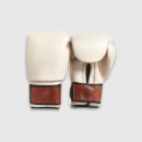 PRO Cream / Brown Leather Boxing Gloves (Strap Up)