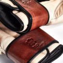 PRO Cream / Brown Leather Boxing Gloves (Strap Up)