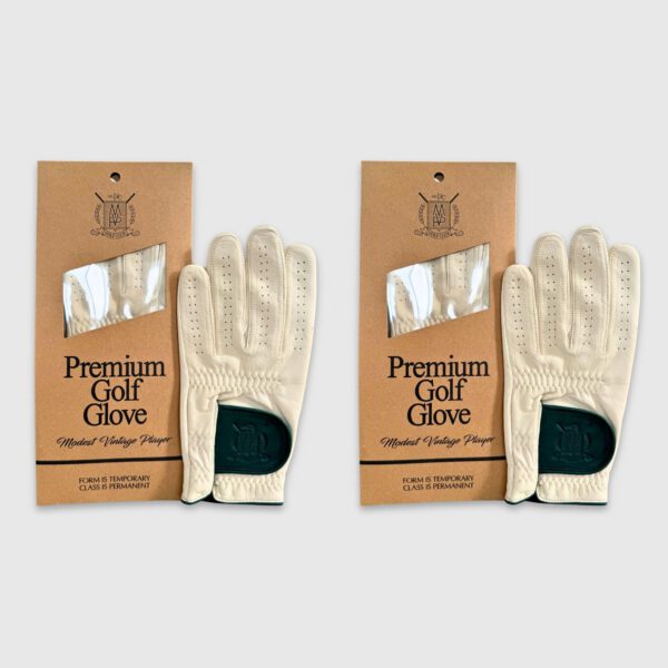 PRO Cream / Forest Green Cabretta Leather Golf Gloves (2 Pack)