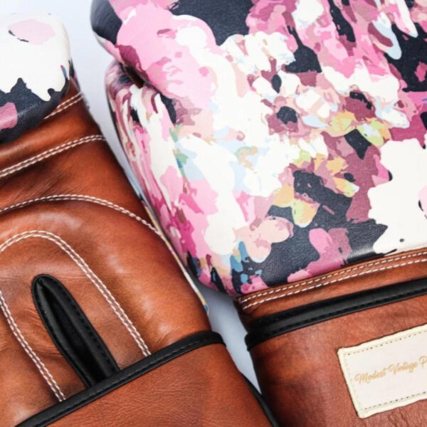 PRO Floral Leather Boxing Gloves (Strap Up) Limited Edition - Image 3