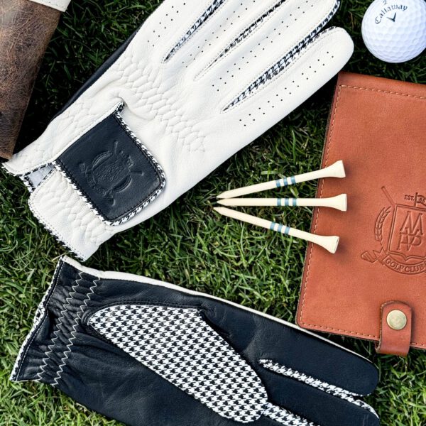 PRO Houndstooth Cabretta Leather Golf Gloves - Black (2 Pack) - Image 3