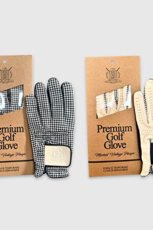 PRO Houndstooth Cabretta Leather Golf Gloves - Black (2 Pack)