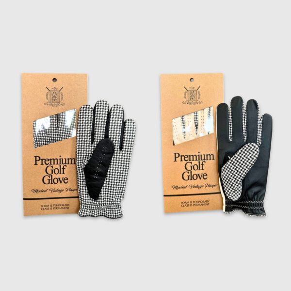 PRO Houndstooth Cabretta Leather Golf Gloves - Black (2 Pack) - Image 2
