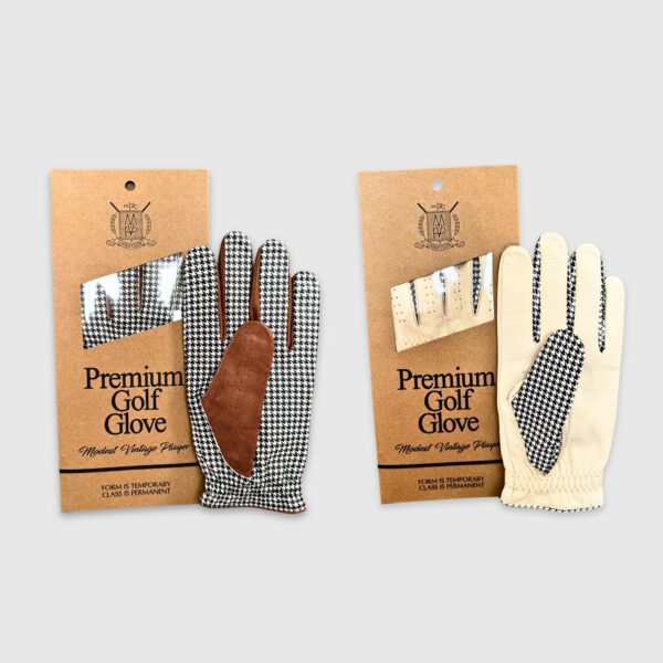 PRO Houndstooth Cabretta Leather Golf Gloves - Brown (2 Pack) - Image 2