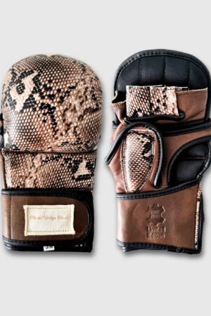 PRO Snake Print Leather Hybrid MMA Gloves
