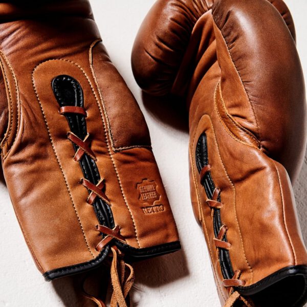 RETRO Heritage Brown Leather Boxing Gloves (Lace Up) - Image 2