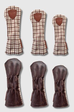 Tartan Golf Covers Set - Brown