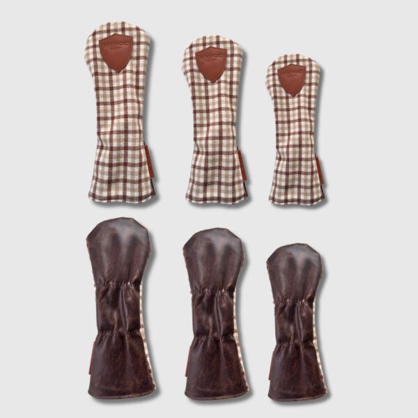 Tartan Golf Covers Set - Brown